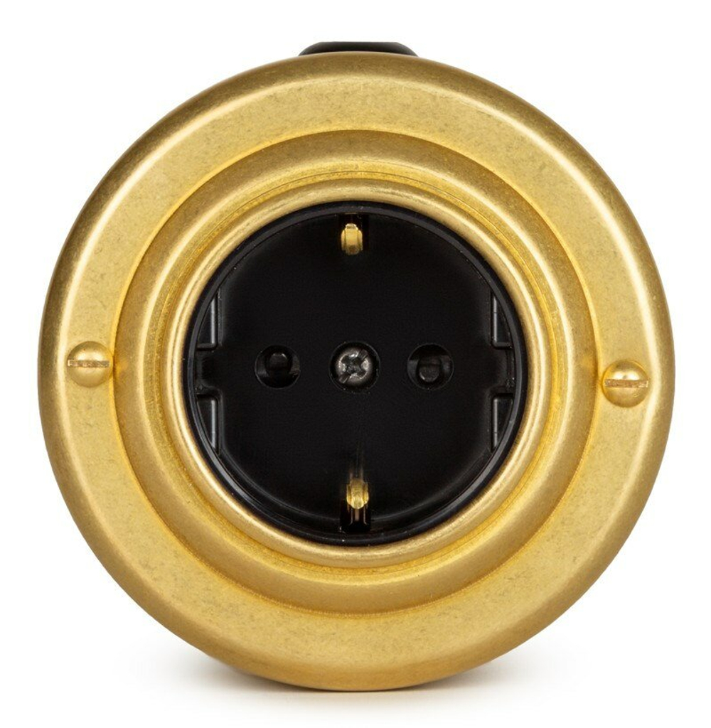 Розетка ретро с з/к и шторками, черная, "GOLD" VINTAGE-BRASS 20105-6