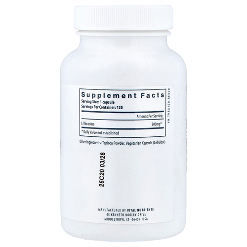 Vital Nutrients, L-теанин, 200 мг, 120 веганских капсул