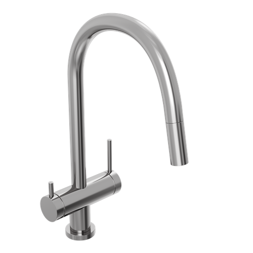 Смеситель для кухни Abelsberg Aera EMF71709CH c вытяжным изливом и возможностью подключения фильтра для воды, цвет глянцевый хром