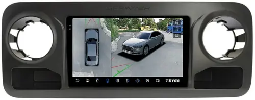 Магнитола для Mercedes-Benz Sprinter W907 2018-2025 (ШГУ монохром) - Teyes CC3-2K-360 на Android 10, Быстрая, 2K QLED, CarPlay, 4G SIM-слот, 4 камеры в комплекте