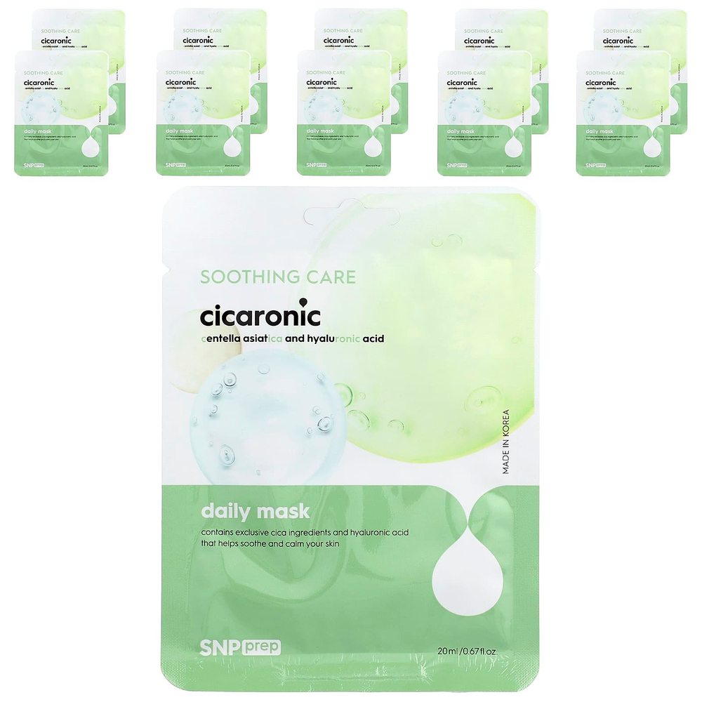 SNP, Daily Beauty Mask, Cicaronic``, 10 листовых масок, по 0,67 (20 мл) каждая
