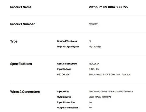 ESC регулятор мотора HOBBYWING Platinum 180A 6-14S SBEC V5