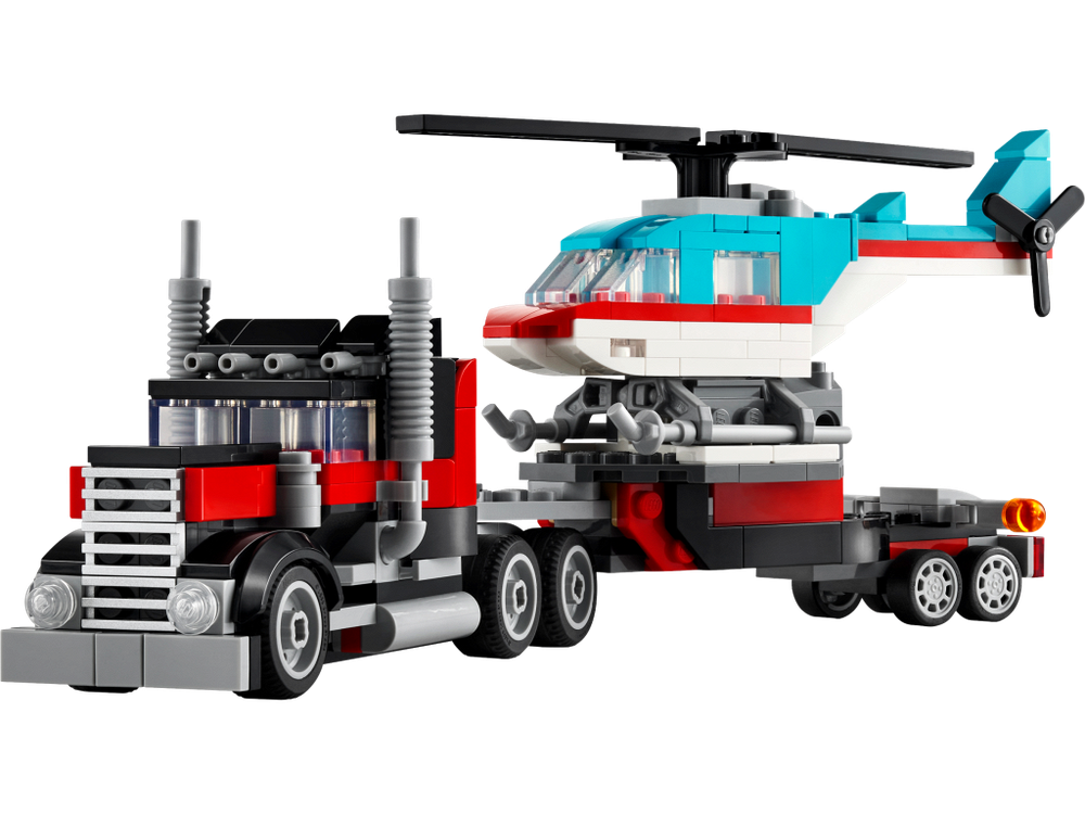 Конструктор Лего Креатор Грузовик‑платформа с вертолётом 3‑в‑1 | LEGO Creator - 31146 270 деталей (7+)