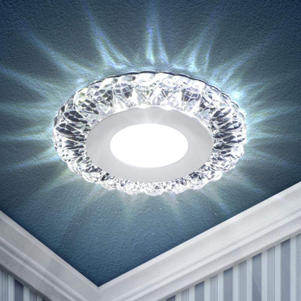 Светильник встраиваемый cо светодиодной подсветкой ЭРА DK LED 16 SL/WH 6Вт круглый прозрачный/белый | Встраиваемые LED светильники