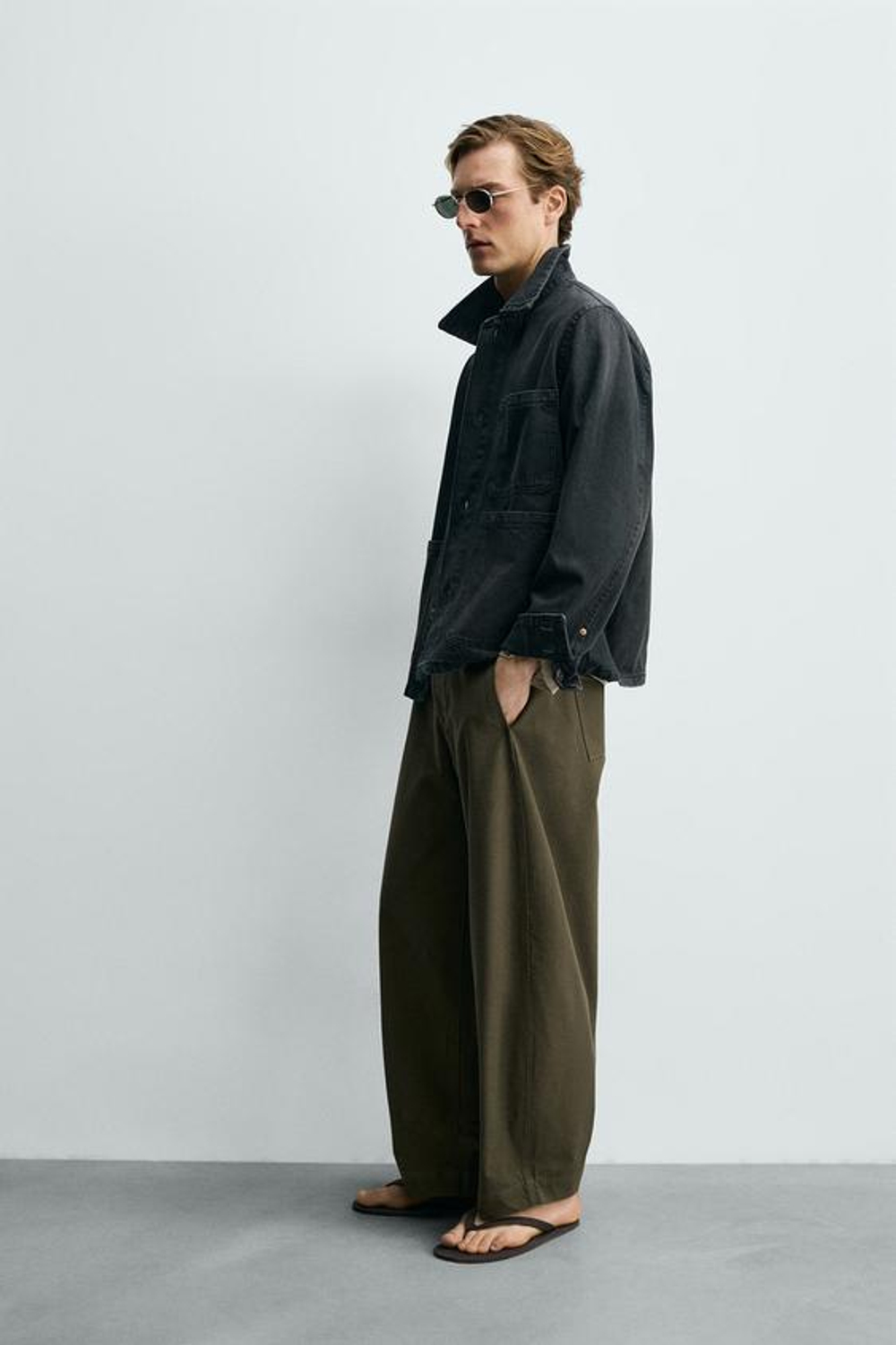 ZARA БРЮКИ BALLOON FIT, ХАКИ