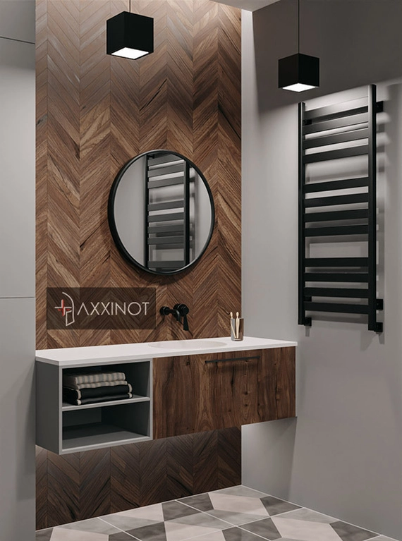 Axxinot V 50 - водяной дизайн полотенцесушитель с квадратным и прямоугольным профилем из нержавеющей стали