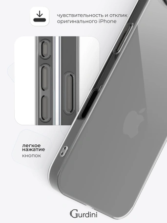 Чехол накладка Gurdini iPhone 17 Air 6.5" плотный силикон 1,5 mm прозрачный