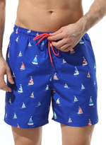 Мужские шорты с принтом в виде парусников (Размер: L) (Цвет: синий)