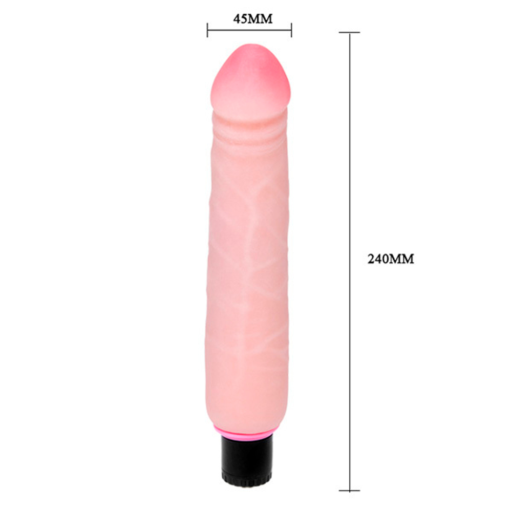 Телесный вибратор 24см с мошонкой и розовой головкой Baile The Realistic Cock BW-027005