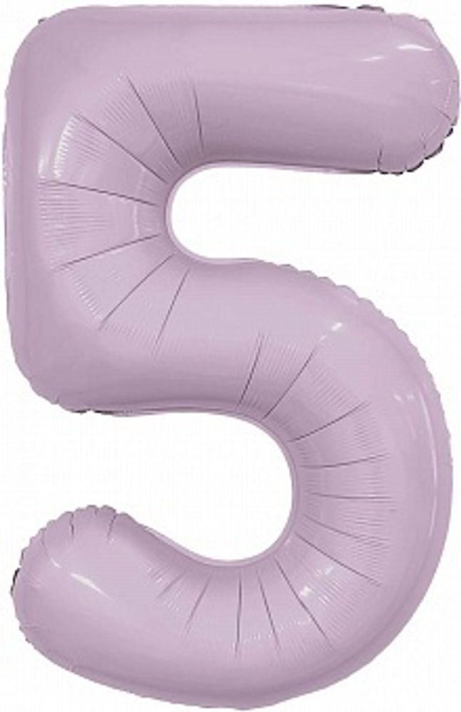 Шар (40''/102 см) Цифра, 5 Slim, Орхидея, 1 шт. в уп.