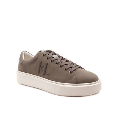 Кожаные кроссовки maxi kup monogram Karl Lagerfeld - бежевый(KL52217)
