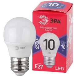 Лампа светодиодная ЭРА RED LINE LED P45-10W-865-E27 R 10Вт шар холодный дневной свет E27 | Лампы cветодиодные Шар (G/P)