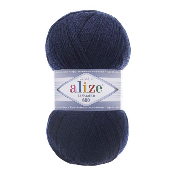Пряжа Alize (Ализе) Lana Gold 800 / уп.5 мот. по 100 г, 800м, 058 темно-синий A
