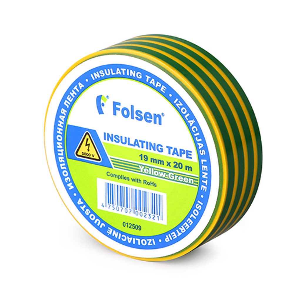 Изоляционная клейкая лента из ПВХ Folsen® 01150, 15ммХ10м, 120мкм