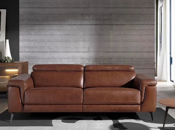 Трехместный диван с реклайнером Angel Cerda 5319-3P, коричневая кожа