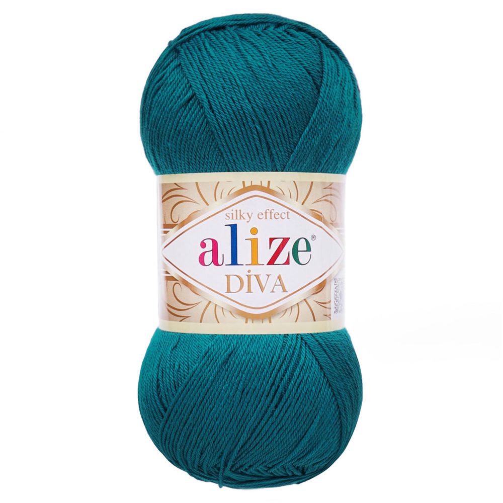 Пряжа Alize (Ализе) Diva / уп.5 мот. по 100 г, 350м, 646 темно-бирюзовый A