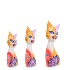 99-255 Фигурка «Кошка» н-р из трех 17,15,12 см (албезия, о.Бали)