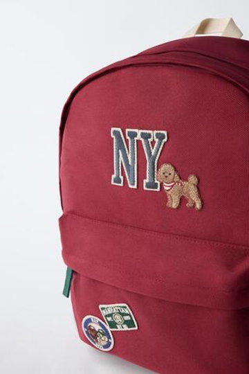 ZARA РЮКЗАК В СТИЛЕ VARSITY, ГРАНАТОВЫЙ