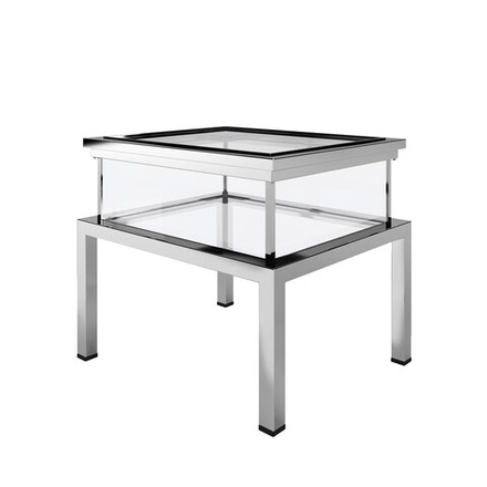 Журнальный стол Delight Collection Janssen, прозрачный, хром