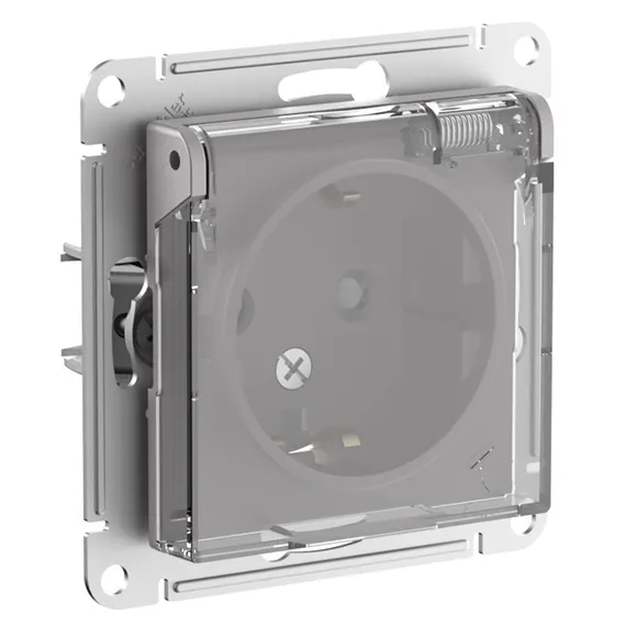 Розетка с крышкой Systeme Electric AtlasDesign Aqua Алюминий ATN440346
