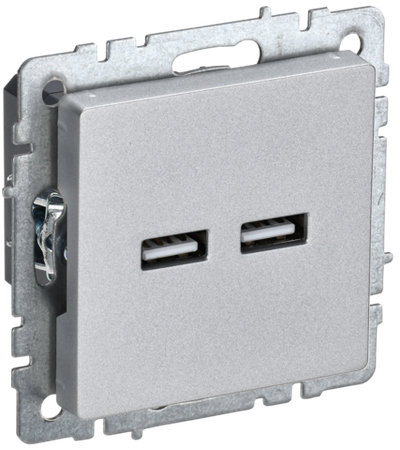 BRITE Розетка USB A+A 5В 3,1А РЮ10-1-БрА алюминий IEK