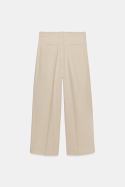 ZARA БРЮКИ ИЗ ПОПЛИНА — ZW COLLECTION, СЕРО-КОРИЧНЕВЫЙ