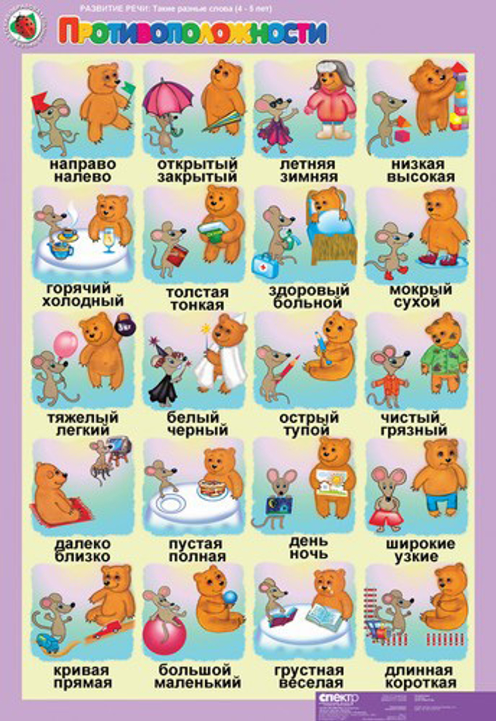 Комплект таблиц Развитие речи 4-5 лет. "Такие разные слова". (5 таблиц+16 карт.)