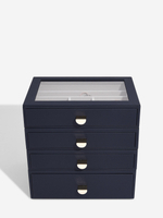Органайзер для украшений и часов со стеклянной крышкой Stackers Classic Jewellery Box, 4 секции - White Pebble (White Pebble / серый / White Pebble / 500)