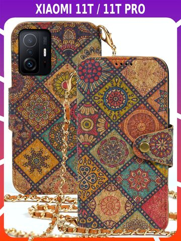 Дизайнерский чехол-книжка для XIAOMI 11T PRO / 11T с отделом для наличных, 3 слотами для карт и подставкой
