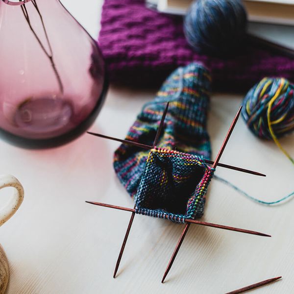 Спицы чулочные (носочные) Knit Pro Cubics 6 мм,20см дерево, коричневый, 5 шт, 25116