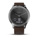 Часы Garmin Vivomove HR Premium, серебряные с темно-коричневым кожаным ремешком (010-01850-24)