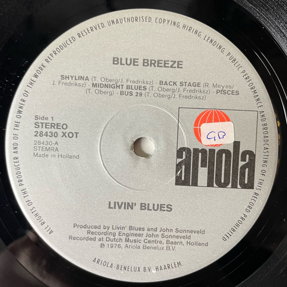 Винтажная виниловая пластинка LP Livin Blues Blue Breeze (Нидерланды 1976)