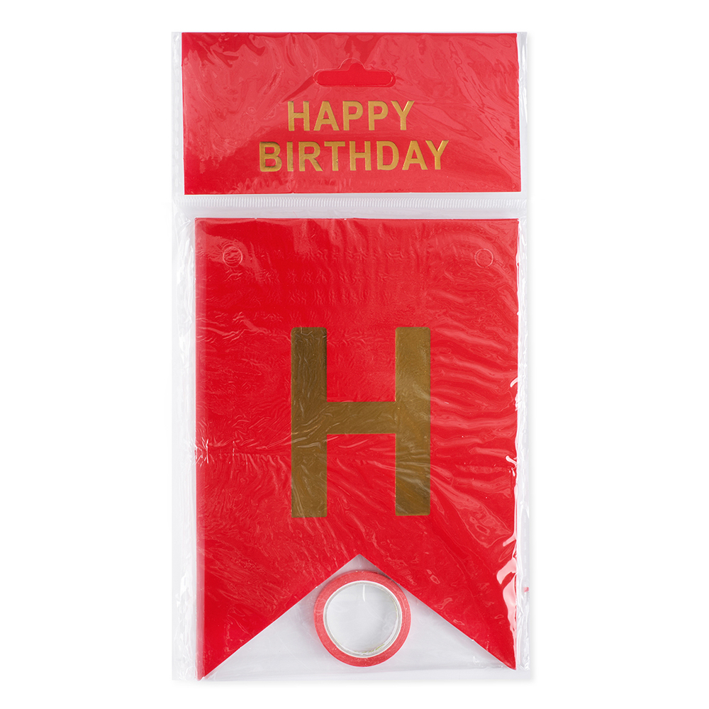 Гирлянда-флажки «Happy Birthday», красный/ золотой, 500 см