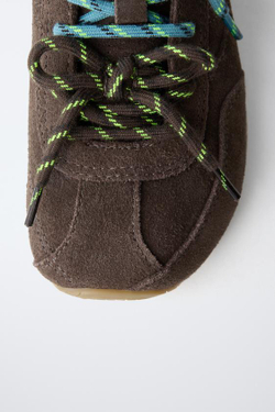 ZARA КОЖАНЫЕ КРОССОВКИ BAREFOOT, ШОКОЛАДНО-КОРИЧНЕВЫЙ