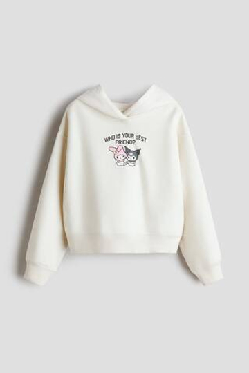 H&M Толстовка с капюшоном и принтом, белый