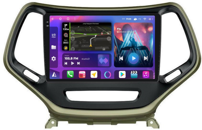 Магнитола для Jeep Cherokee 2014+ - FarCar BM608M-2K монитор 10.36" 2K QLED на Android 14, Быстрая, CarPlay, 4G SIM-слот