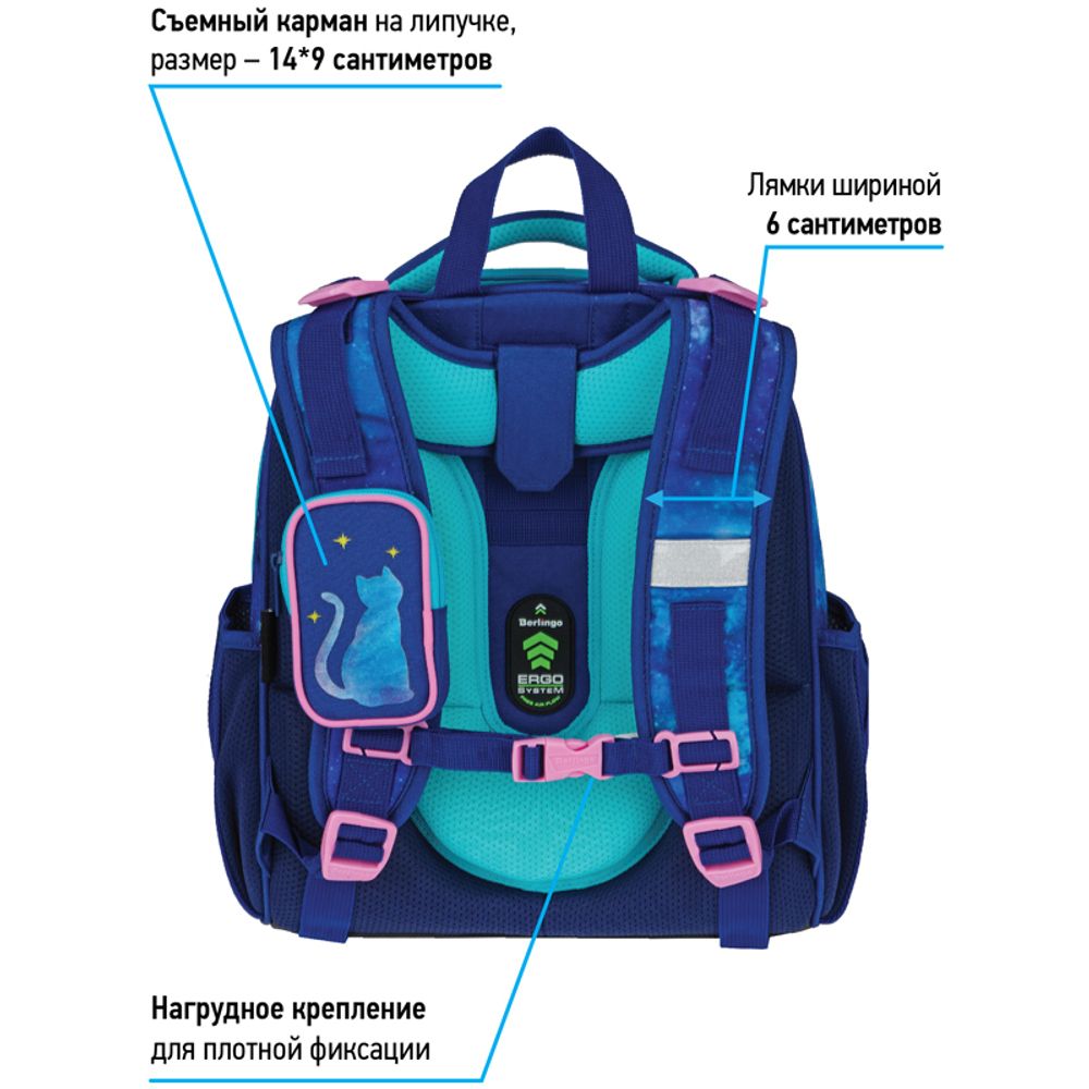 Ранец Berlingo Expert Galactic cats 37х28х6см, 2 отд., с анатомической спинкой