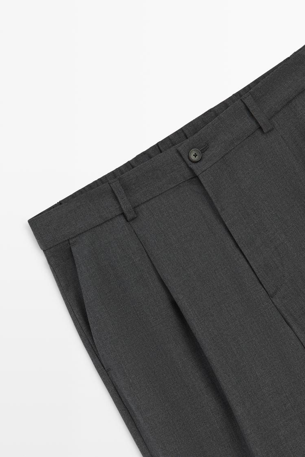 Massimo Dutti Брюки свободного кроя со складками из 100% тонкой шерсти, серый