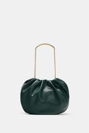 ZARA СУМКА С ПЛЕЧЕВЫМ РЕМНЕМ И ЦЕПОЧКОЙ, ЗЕЛЕНЫЙ