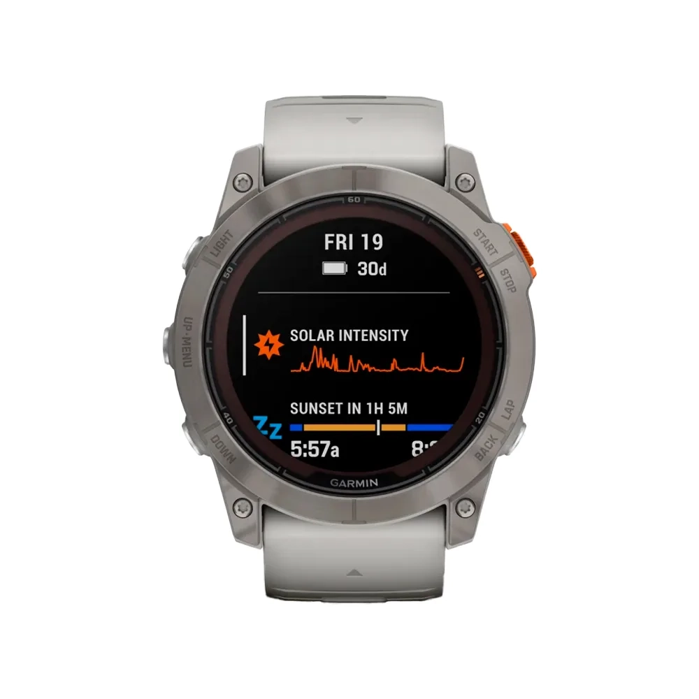 Умные часы Garmin Fenix 7X Pro, 51mm, Sapphire Solar Edition Titanium with Fog Gray/Ember Orange Band (010-02778-15)