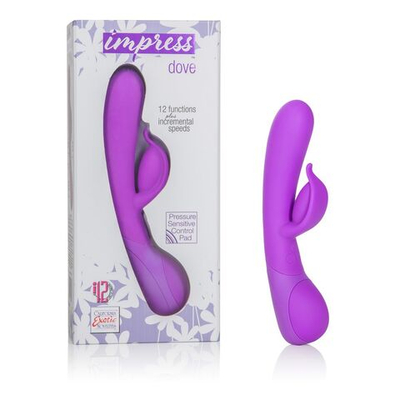 Фиолетовый вибромассажер Impress Dove со стимуляцией клитора - 18 см. (Цвет: фиолетовый)