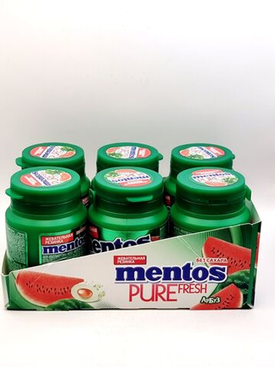 Mentos жевательная резинка Pure fresh Арбуз, (54х6) 324 г