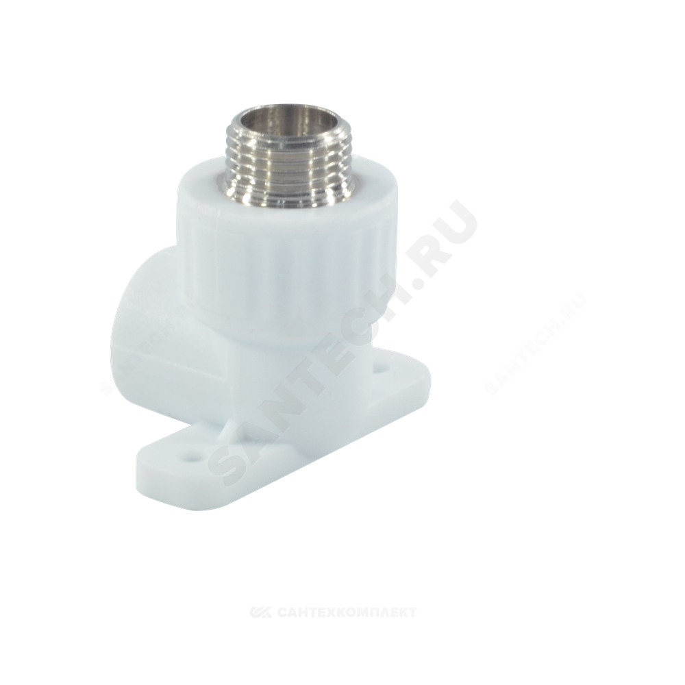 Угольник PP-R комбинированный белый Дн 20х1/2" НР с креплением VALFEX 10121020