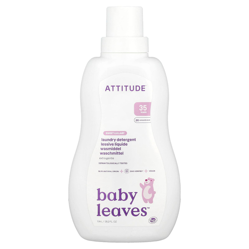 ATTITUDE, Baby Leaves ™, средство для стирки, Sweet Lullaby, 1,04 л (35,2 жидк. Унции)