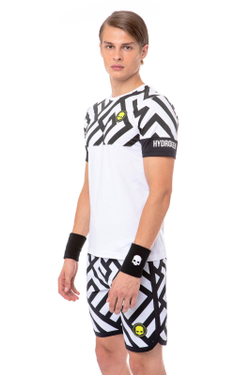 Мужская теннисная футболка Hydrogen Tech Labyrinth Tee - white/black
