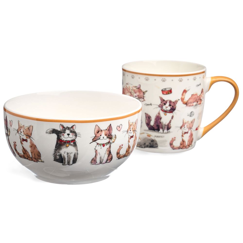 НАБОР ДЛЯ ЗАВТРАКА LEFARD "CATS", 2 ПР.: САЛАТНИК 500МЛ, КРУЖКА 345МЛ