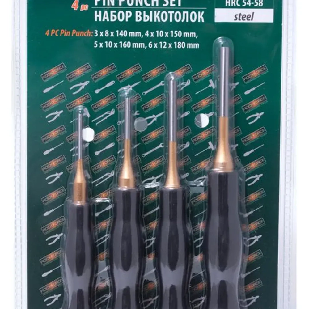 Набор выколоток с эргономическими рукоятками, 4пр.(3х140, 4х150, 5х160, 6х180мм), в блистере RockForce##Rock FORCE RF-6049