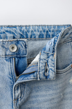 ZARA ДЖИНСЫ STRAIGHT С ОТВОРОТАМИ, ГОЛУБОЙ