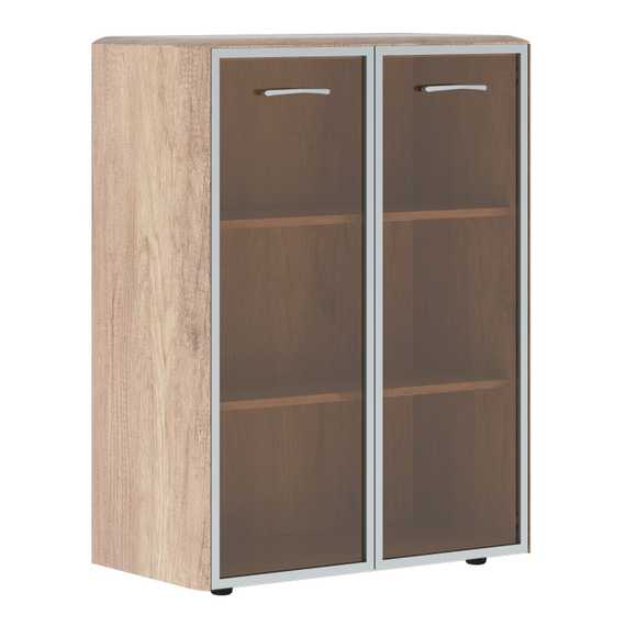 Шкаф средний со стеклянными дверьми в AL-рамке и обвязкой DMC 85.7  892х450х1185 DIONI