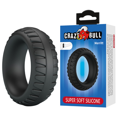 Эрекционное кольцо из силикона растягивающееся черное CRAZY BULL BI-210244